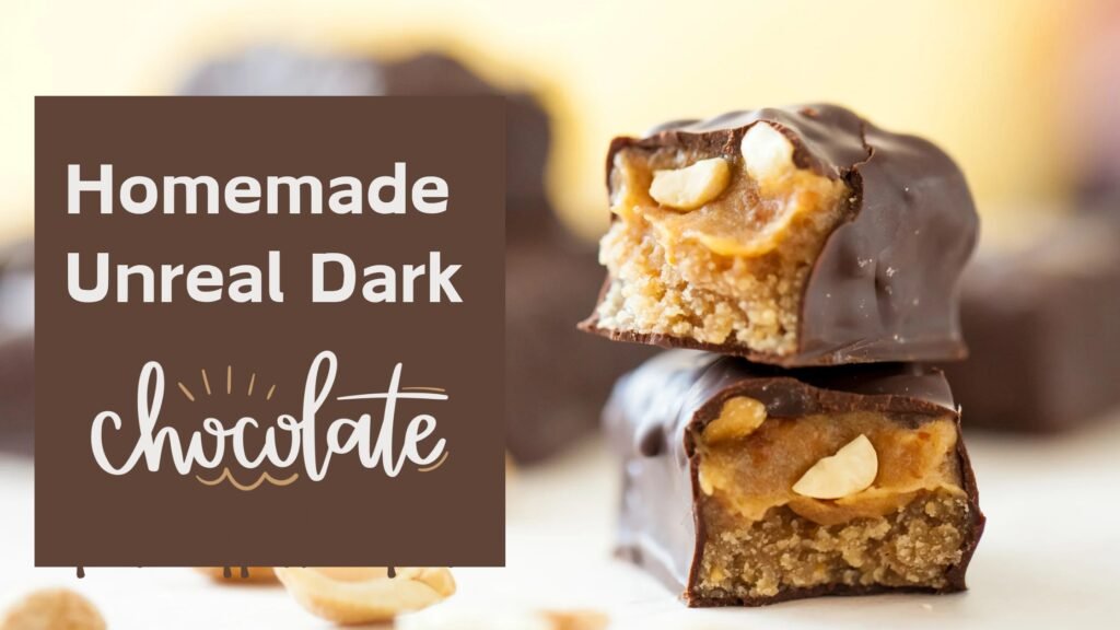 Homemade Unreal Dark Chocolate Caramel Peanut Nougat Bars Recipe