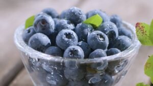 Blueberries to Serve White German Chocolate Cake
