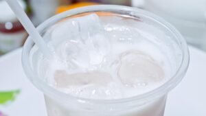 Cold Milk With Ice Cubes