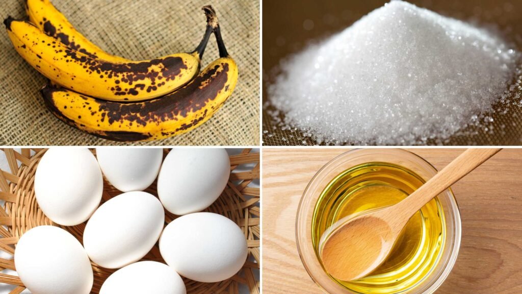 Ingredients for Easy Banana Bars without Frosting