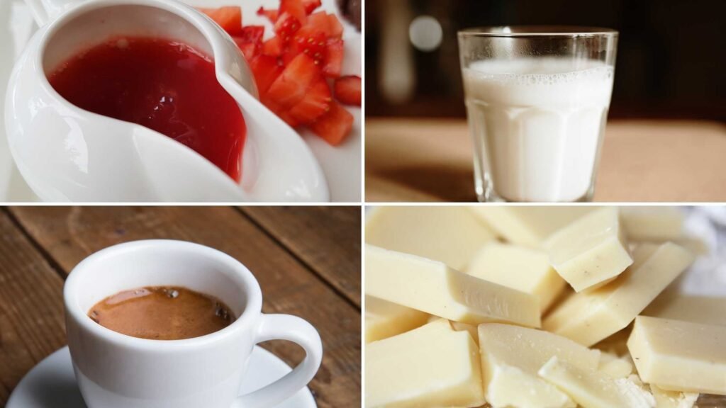 Ingredients for Strawberry White Chocolate Mocha