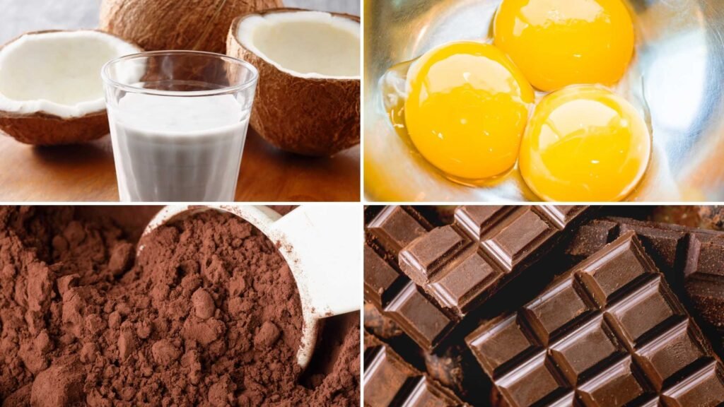 Ingredients for Keto Chocolate Pudding Coconut Milk