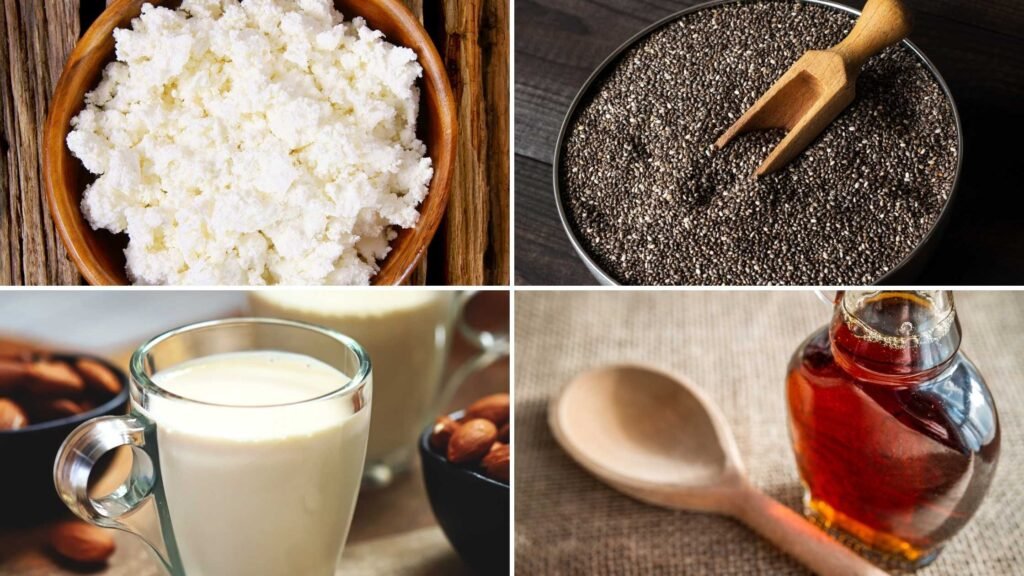 Ingredients to make Cottage Cheese Chocolate Pudding with Chia Seeds Recipe 