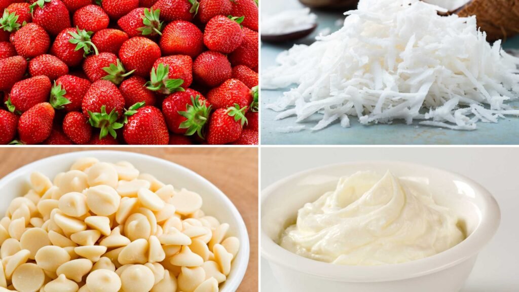 Ingredients for White Chocolate Cheesecake Stuffed Strawberries Recipe 