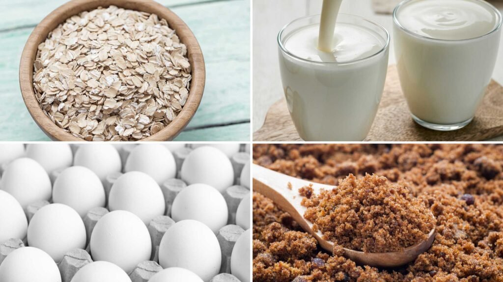 Ingredients for Bakery Style Oatmeal Chocolate Chip Muffins